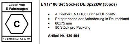 Label Set En17186 Socket De 22Kw (50Pcs)