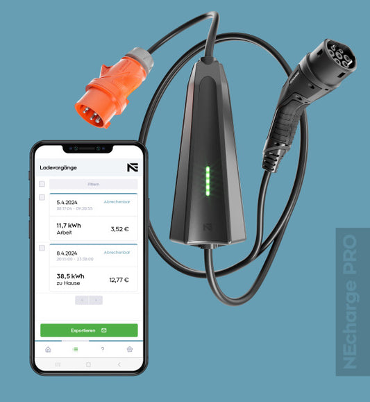 1.09 Aktion bis 31.10.2024: Abrechnungsfähiges & mobiles Ladegerät für E-Autos mit App, EV, Wallbox